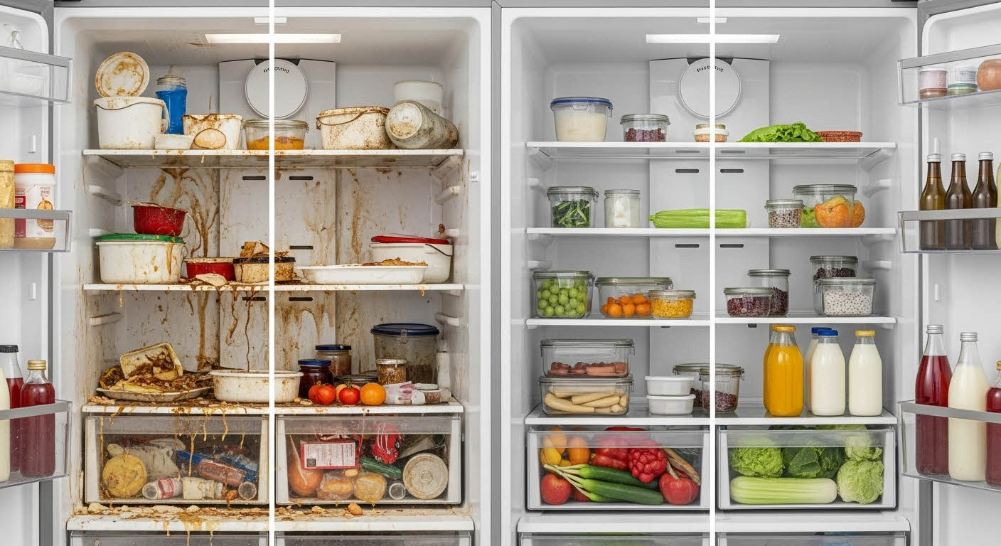 냉장고 소독 전후