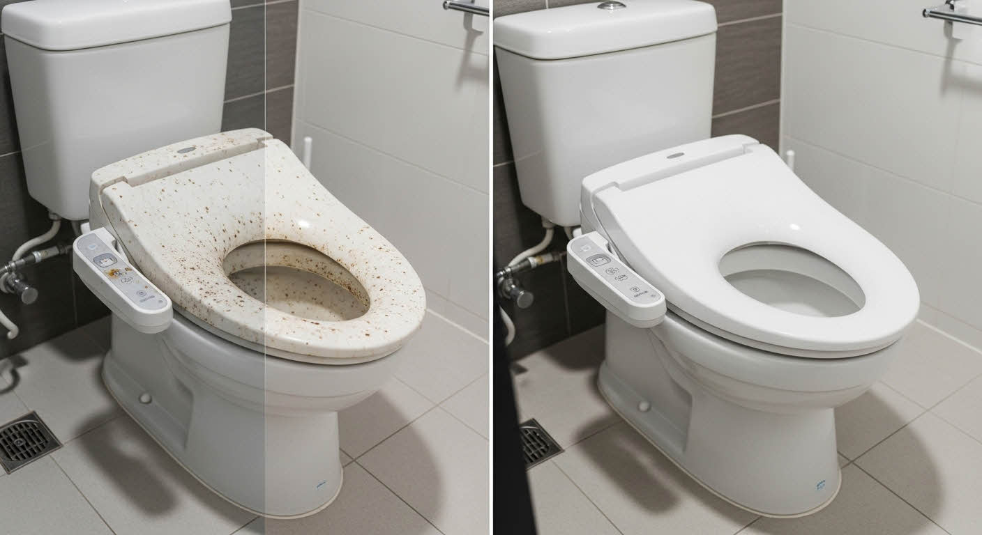 화장실 비데 소독 전후