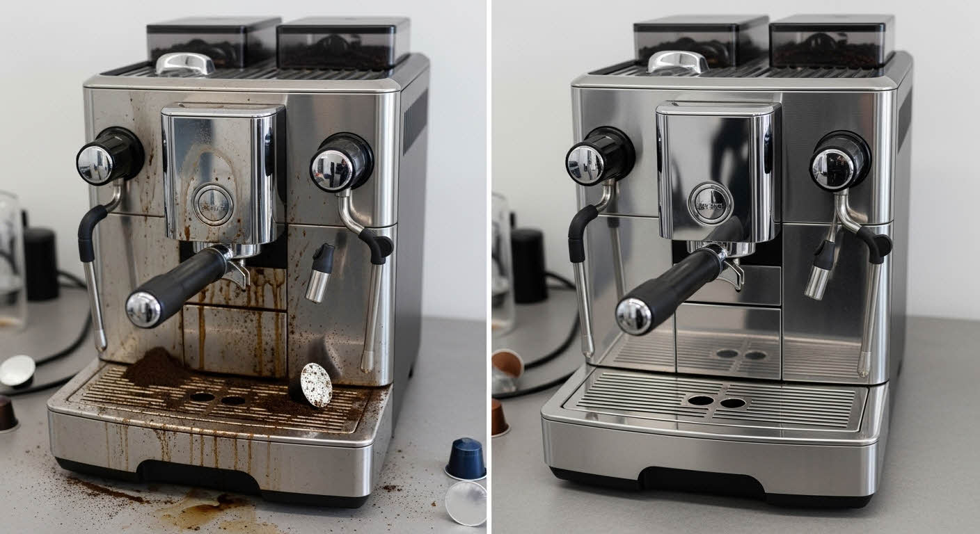 커피머신 소독 전후